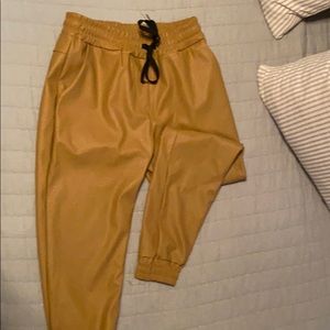 Carmel leather joggers